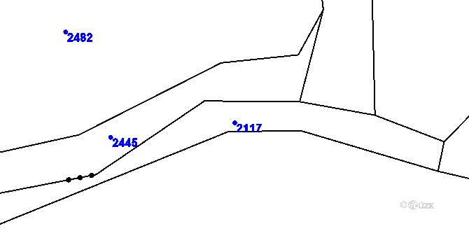 Parcela st. 2117 v KÚ Hojkov, Katastrální mapa
