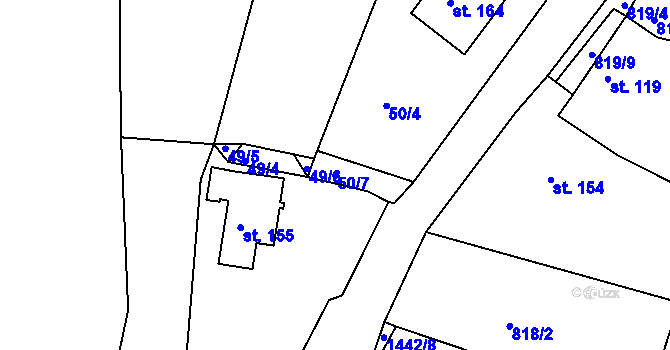Parcela st. 50/7 v KÚ Hojkov, Katastrální mapa