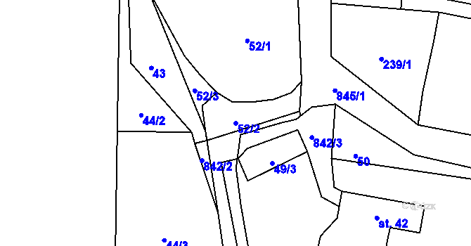 Parcela st. 52/2 v KÚ Hojovice, Katastrální mapa