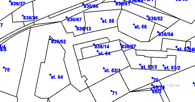 Parcela st. 54 v KÚ Hojovice, Katastrální mapa