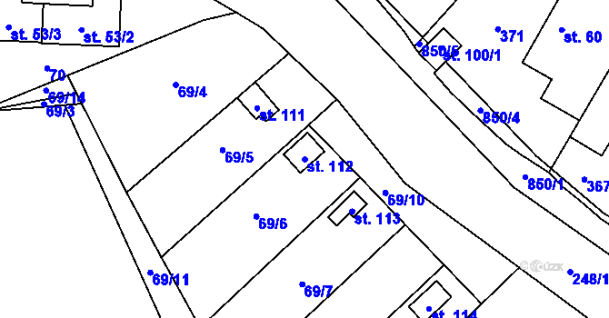 Parcela st. 112 v KÚ Hojovice, Katastrální mapa