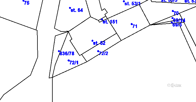 Parcela st. 72/2 v KÚ Hojovice, Katastrální mapa