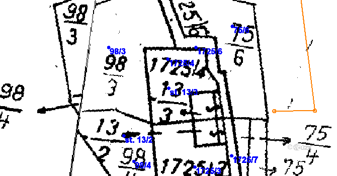 Parcela st. 13/3 v KÚ Hojsova Stráž, Katastrální mapa