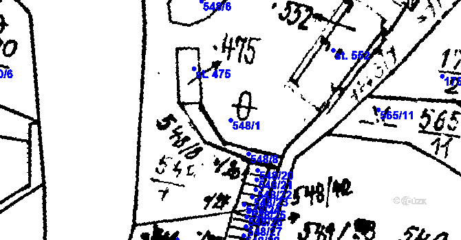 Parcela st. 548/1 v KÚ Hojsova Stráž, Katastrální mapa