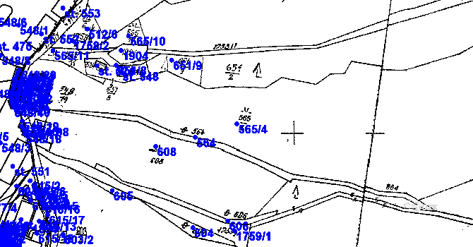 Parcela st. 565/4 v KÚ Hojsova Stráž, Katastrální mapa