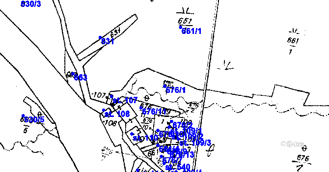 Parcela st. 676/1 v KÚ Hojsova Stráž, Katastrální mapa