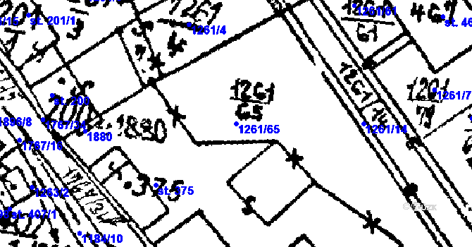 Parcela st. 1261/65 v KÚ Hojsova Stráž, Katastrální mapa