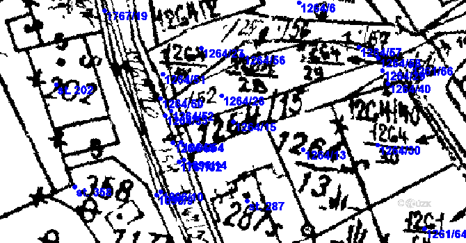 Parcela st. 1264/15 v KÚ Hojsova Stráž, Katastrální mapa