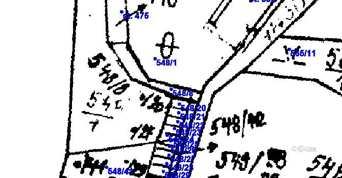 Parcela st. 548/8 v KÚ Hojsova Stráž, Katastrální mapa