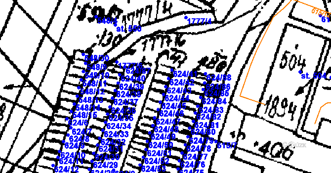 Parcela st. 624/43 v KÚ Hojsova Stráž, Katastrální mapa