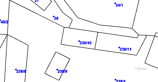 Parcela st. 238/10 v KÚ Holany, Katastrální mapa