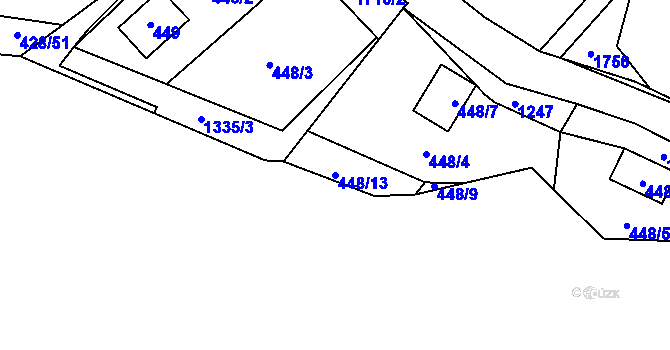 Parcela st. 448/13 v KÚ Holany, Katastrální mapa