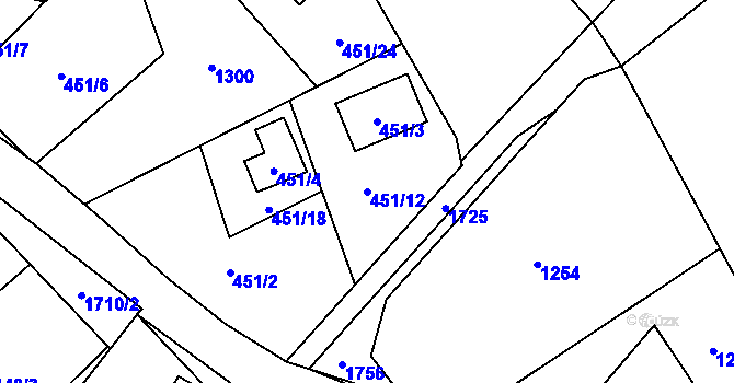 Parcela st. 451/12 v KÚ Holany, Katastrální mapa