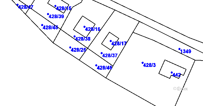 Parcela st. 428/37 v KÚ Holany, Katastrální mapa