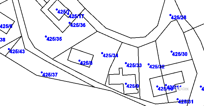 Parcela st. 425/34 v KÚ Holany, Katastrální mapa