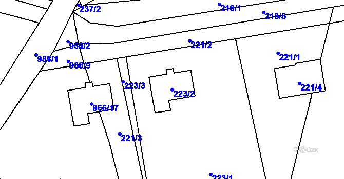 Parcela st. 223/2 v KÚ Holany, Katastrální mapa