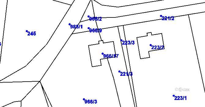 Parcela st. 966/17 v KÚ Holany, Katastrální mapa