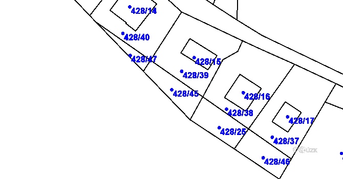 Parcela st. 428/45 v KÚ Holany, Katastrální mapa