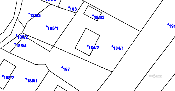 Parcela st. 184/2 v KÚ Holany, Katastrální mapa
