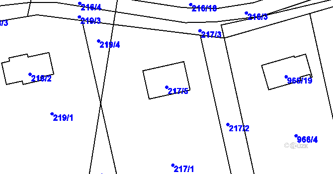 Parcela st. 217/5 v KÚ Holany, Katastrální mapa