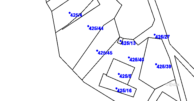 Parcela st. 425/45 v KÚ Holany, Katastrální mapa