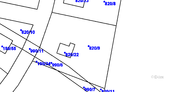 Parcela st. 820/9 v KÚ Holany, Katastrální mapa