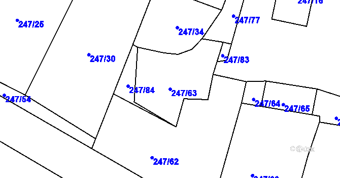 Parcela st. 247/63 v KÚ Holany, Katastrální mapa