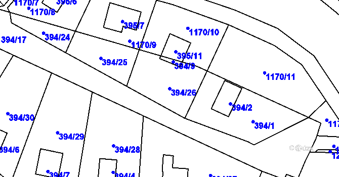 Parcela st. 394/26 v KÚ Holany, Katastrální mapa