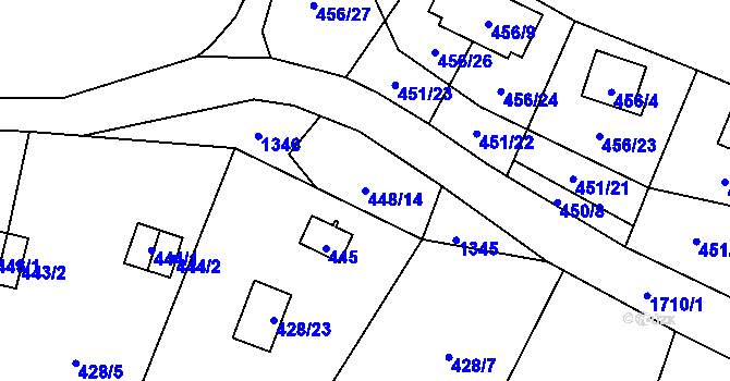 Parcela st. 448/14 v KÚ Holany, Katastrální mapa