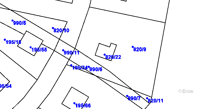 Parcela st. 820/22 v KÚ Holany, Katastrální mapa
