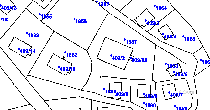 Parcela st. 409/67 v KÚ Holany, Katastrální mapa