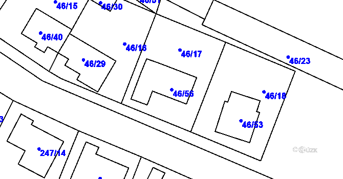 Parcela st. 46/56 v KÚ Holany, Katastrální mapa