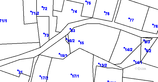 Parcela st. 15 v KÚ Holany, Katastrální mapa