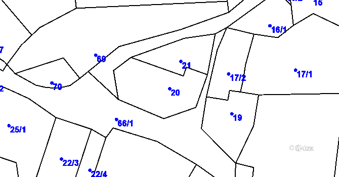 Parcela st. 20 v KÚ Holany, Katastrální mapa