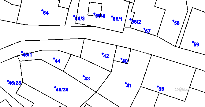 Parcela st. 42 v KÚ Holany, Katastrální mapa