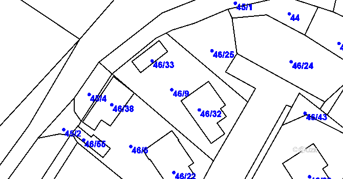Parcela st. 46/9 v KÚ Holany, Katastrální mapa