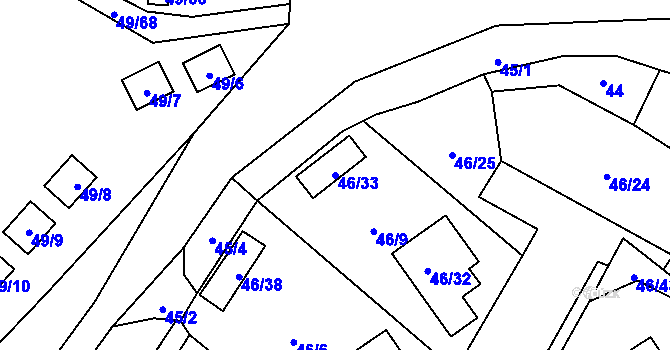 Parcela st. 46/33 v KÚ Holany, Katastrální mapa