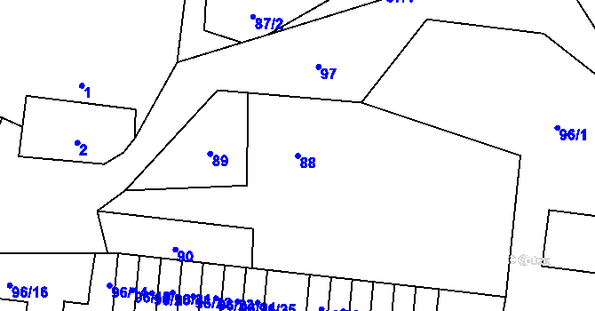 Parcela st. 88 v KÚ Holany, Katastrální mapa