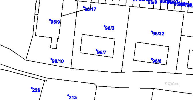 Parcela st. 96/7 v KÚ Holany, Katastrální mapa