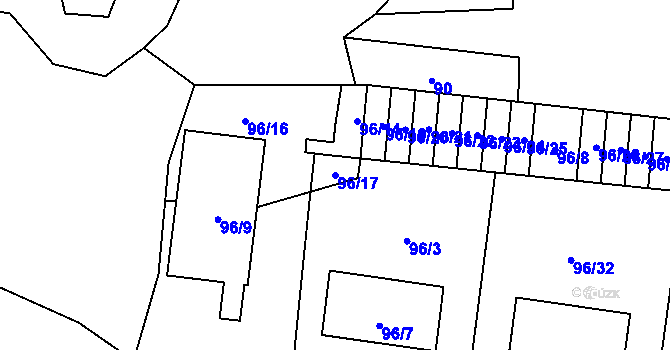 Parcela st. 96/17 v KÚ Holany, Katastrální mapa