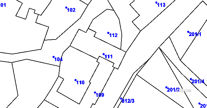 Parcela st. 111 v KÚ Holany, Katastrální mapa