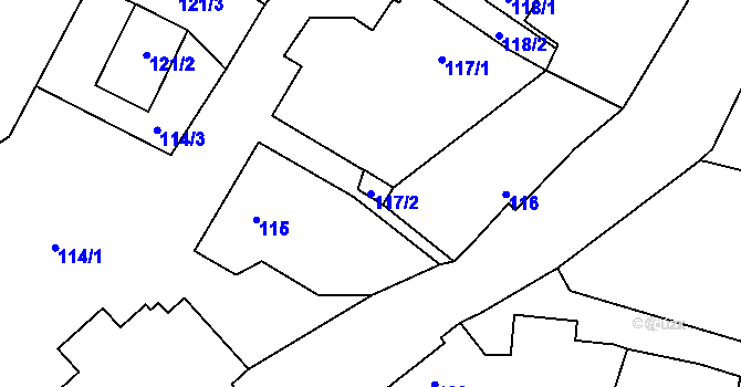 Parcela st. 117/2 v KÚ Holany, Katastrální mapa