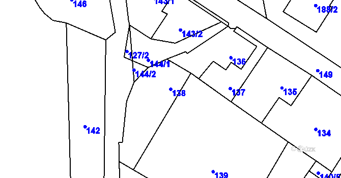 Parcela st. 138 v KÚ Holany, Katastrální mapa