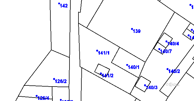 Parcela st. 141/1 v KÚ Holany, Katastrální mapa