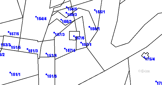 Parcela st. 157/1 v KÚ Holany, Katastrální mapa