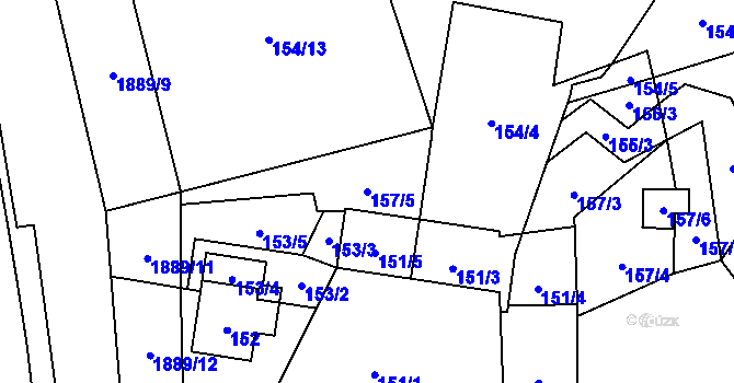 Parcela st. 157/5 v KÚ Holany, Katastrální mapa