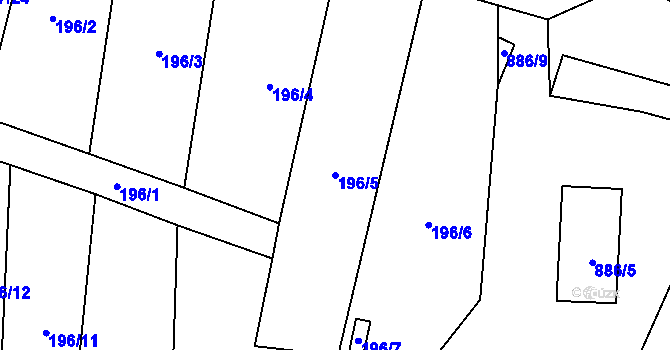 Parcela st. 196/5 v KÚ Holany, Katastrální mapa