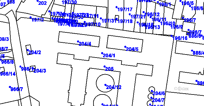 Parcela st. 204/1 v KÚ Holany, Katastrální mapa