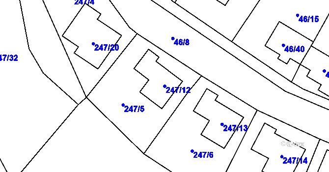 Parcela st. 247/12 v KÚ Holany, Katastrální mapa