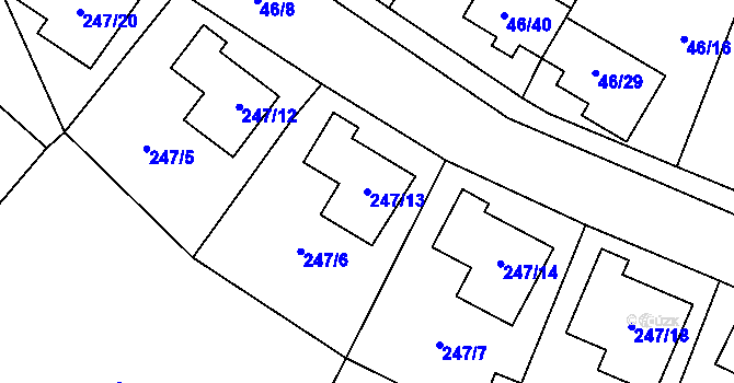 Parcela st. 247/13 v KÚ Holany, Katastrální mapa